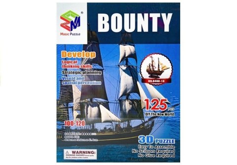 Puzzle 3D Kreatywne Duży Statek Bounty 125pcs LEAN Toys