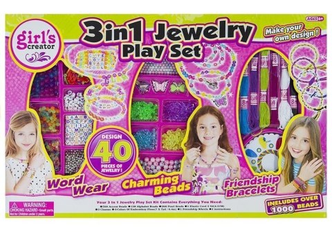 Zestaw Koralików 3 w 1 Muliny Literki Zawieszki Biżuteria Bransoletki LEAN Toys Zestaw Koralików 3 w 1 Muliny Literki Zawieszki Biżuteria Bransoletki LEAN Toys