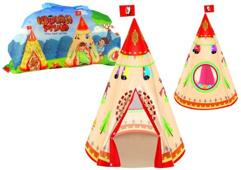 Namiot Tipi Dla Dzieci Styl Indiański Ogród Kremowy 160 cm x 105 cm LEAN Toys Namiot Tipi Dla Dzieci Styl Indiański Ogród Kremowy 160 cm x 105 cm LEAN Toys
