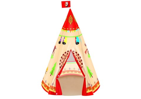 Namiot Tipi Dla Dzieci Styl Indiański Ogród Kremowy 160 cm x 105 cm LEAN Toys Namiot Tipi Dla Dzieci Styl Indiański Ogród Kremowy 160 cm x 105 cm LEAN Toys