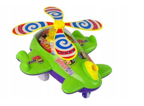 Samolot Pchacz Dzwonek Kij Pilot Zielony LEAN Toys Samolot Pchacz Dzwonek Kij Pilot Zielony LEAN Toys