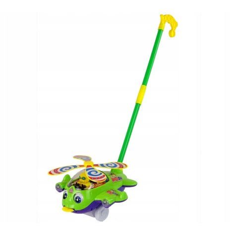 Samolot Pchacz Dzwonek Kij Pilot Zielony LEAN Toys Samolot Pchacz Dzwonek Kij Pilot Zielony LEAN Toys