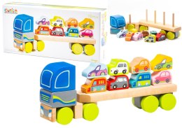 Drewniana Ciężarówka Tir Laweta z Samochodzikami Sorter LM-12 13418 LEAN Toys