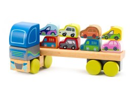 Drewniana Ciężarówka Tir Laweta z Samochodzikami Sorter LM-12 13418 LEAN Toys