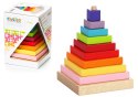 Drewniana Piramida Nakładanie Kolorowych Kwadratów 13357 LEAN Toys