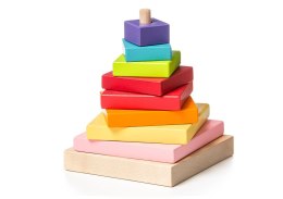 Drewniana Piramida Nakładanie Kolorowych Kwadratów 13357 LEAN Toys