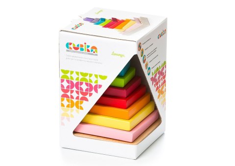 Drewniana Piramida Nakładanie Kolorowych Kwadratów 13357 LEAN Toys Drewniana Piramida Nakładanie Kolorowych Kwadratów 13357 LEAN Toys