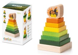 Drewniana Wieża Piramida Kura Nakładanie Kolorowych Kwadratów LD-15 15276 LEAN Toys