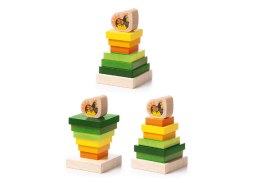 Drewniana Wieża Piramida Kura Nakładanie Kolorowych Kwadratów LD-15 15276 LEAN Toys
