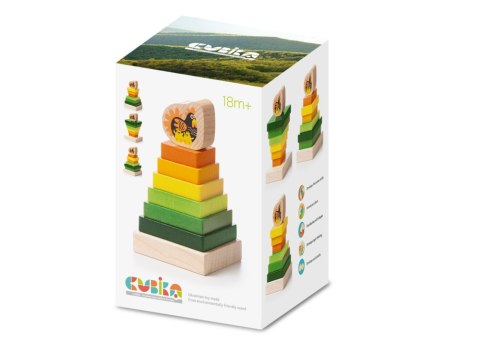 Drewniana Wieża Piramida Kura Nakładanie Kolorowych Kwadratów LD-15 15276 LEAN Toys Drewniana Wieża Piramida Kura Nakładanie Kolorowych Kwadratów LD-15 15276 LEAN Toys