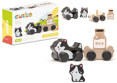Drewniana Zabawka Mądre Kotki Mleko 15450 LEAN Toys