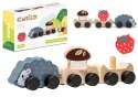 Drewniana Zabawka Mądry Jeżyk Wagoniki Truskawka Grzybek 15467 LEAN Toys