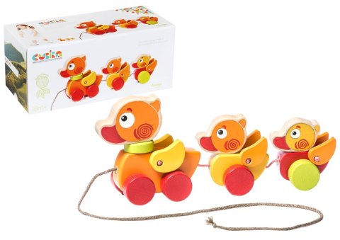 Drewniane Kaczuszki na sznurku Zabawka do ciągnięcia 13722 LEAN Toys