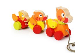Drewniane Kaczuszki na sznurku Zabawka do ciągnięcia 13722 LEAN Toys