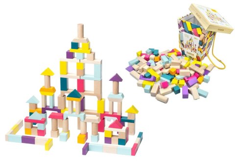 Drewniane Klocki Budowlane Zestaw Konstrukcyjny 15184 LEAN Toys