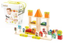 Drewniane Klocki Budowlane dla Chłopca Miasto Droga Park 13913 LEAN Toys