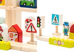 Drewniane Klocki Budowlane dla Chłopca Miasto Droga Park 13913 LEAN Toys