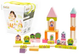 Drewniane Klocki Budowlane dla Dziewczynki Zamek Księżniczki Smok Książę 13906 LEAN Toys