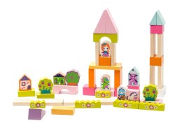 Drewniane Klocki Budowlane dla Dziewczynki Zamek Księżniczki Smok Książę 13906 LEAN Toys