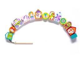 Drewniane Nawlekane Figurki Baśniowe Księżniczka Rycerz na sznurku Klocki 14309 LEAN Toys