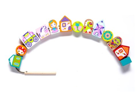 Drewniane Nawlekane Figurki Baśniowe Księżniczka Rycerz na sznurku Klocki 14309 LEAN Toys Drewniane Nawlekane Figurki Baśniowe Księżniczka Rycerz na sznurku Klocki 14309 LEAN Toys