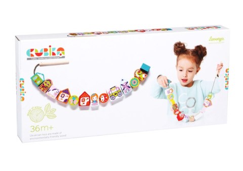 Drewniane Nawlekane Figurki Baśniowe Księżniczka Rycerz na sznurku Klocki 14309 LEAN Toys Drewniane Nawlekane Figurki Baśniowe Księżniczka Rycerz na sznurku Klocki 14309 LEAN Toys