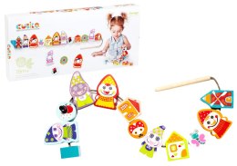 Drewniane Nawlekane Figurki Krasnoludki Skrzaty na sznurku Klocki 13654 LEAN Toys