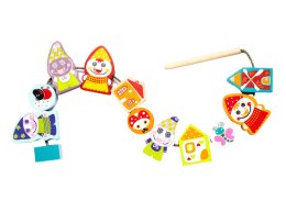 Drewniane Nawlekane Figurki Krasnoludki Skrzaty na sznurku Klocki 13654 LEAN Toys