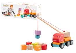 Drewniany Edukacyjny Dźwig Klocki 13982 LEAN Toys