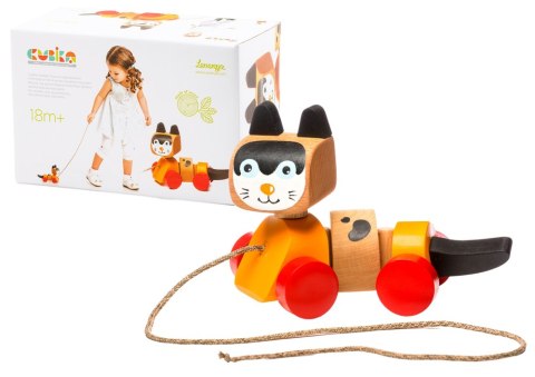 Drewniany Kot na sznurku Zabawka do ciągnięcia 13616 LEAN Toys