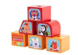 Drewniany Mini Bus Szczęśliwe Zwierzątka Sorter Klocki LM-10 13197 LEAN Toys