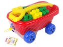 Wózek do Ciągnięcia z Kolorowymi Klockami K3 Czerwony HEMAR Wózek do Ciągnięcia z Kolorowymi Klockami K3 Czerwony HEMAR