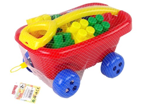 Wózek do Ciągnięcia z Kolorowymi Klockami K3 Czerwony HEMAR Wózek do Ciągnięcia z Kolorowymi Klockami K3 Czerwony HEMAR