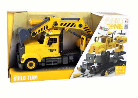 Auto Ciężarówka Do Składania z Dźwigiem Żółta LEAN Toys Auto Ciężarówka Do Składania z Dźwigiem Żółta LEAN Toys