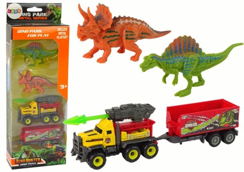 Dinozaury Zestaw Samochód Rakieta Z Naczepą Żółty LEAN Toys Dinozaury Zestaw Samochód Rakieta Z Naczepą Żółty LEAN Toys