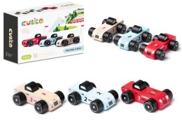 Drewniany Zestaw Trzech Autek Wyścigowych 15474 LEAN Toys