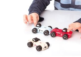 Drewniany Zestaw Trzech Autek Wyścigowych 15474 LEAN Toys