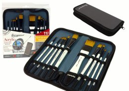 Zestaw Artysty W Piórniku Pędzle Akrylowe 10 Sztuk LEAN