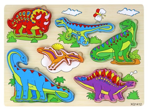 Drewniane Puzzle 3D Dla Dzieci Gra Logiczna Układanka Dinozaury 11 El. LEAN Toys Drewniane Puzzle 3D Dla Dzieci Gra Logiczna Układanka Dinozaury 11 El. LEAN Toys