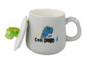 Kubek Ceramiczny Dinozaur Niebieski Przykrywka Łyżeczka 350ml LEAN Toys Kubek Ceramiczny Dinozaur Niebieski Przykrywka Łyżeczka 350ml LEAN Toys