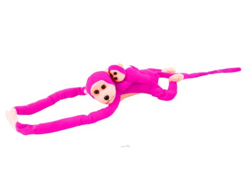 Maskotka Pluszowa Małpka z Dzieckiem Ciemno Różowa z Dźwiękiem 70 cm LEAN Toys Maskotka Pluszowa Małpka z Dzieckiem Ciemno Różowa z Dźwiękiem 70 cm LEAN Toys