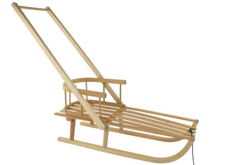 Sanki Drewniane Z Oparciem i Pchaczem Duże LEAN Toys