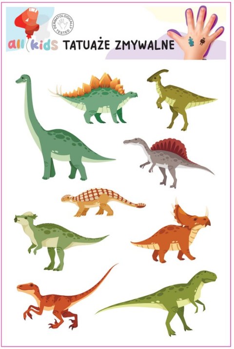 Tatuaże Zmywalne Dla Dzieci Dinusie Dinozaury 9 El. Marka niezdefiniowana