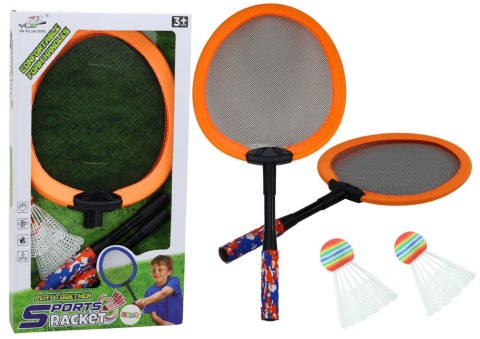 Zestaw 2 Rakietek Do Badmintona Paletki 2 Lotki Badminton Pomarańczowy LEAN Toys Zestaw 2 Rakietek Do Badmintona Paletki 2 Lotki Badminton Pomarańczowy LEAN Toys