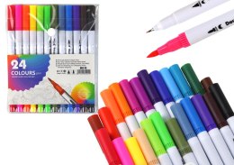 Zestaw Pisaków Dwustronnych 24 Sztuki Różnokolorowe W Organizerze LEAN