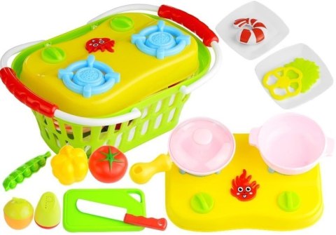 Zestaw Mała Przenośna Kuchnia w Koszyku + Kuchenka LEAN Toys