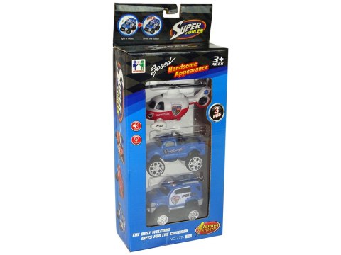 Zestaw Pojazdów Policja Helikopter Straż Monster LEAN Toys