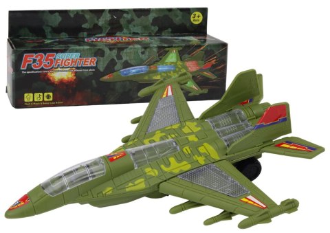Myśliwiec Militarny F35 Jeżdżący Światła Dźwięki Zielony LEAN Toys Myśliwiec Militarny F35 Jeżdżący Światła Dźwięki Zielony LEAN Toys