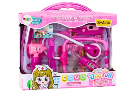 Zestaw Medyczny Małego Doktora W Walizce Światła Dźwięki Różowy LEAN Toys