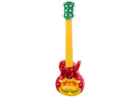 Gitara Zabawkowa Dla Dzieci Regulacja Strun Renifer Czerwona LEAN Toys Gitara Zabawkowa Dla Dzieci Regulacja Strun Renifer Czerwona LEAN Toys